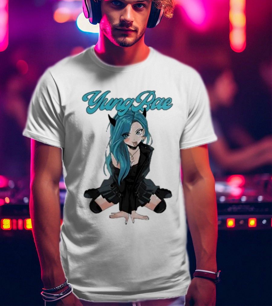 Yung Rae Blue-Haired Goth Anime Girl T-Shirt