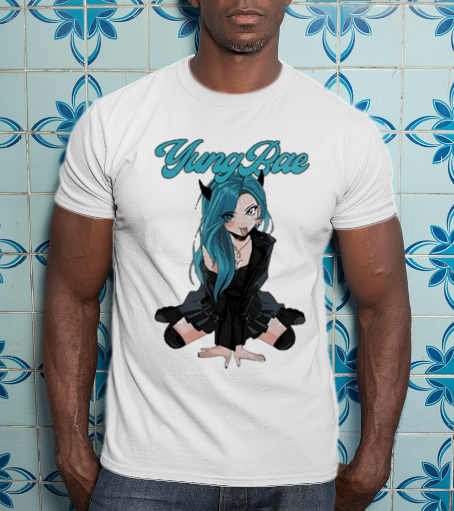 Yung Rae Blue-Haired Goth Anime Girl T-Shirt