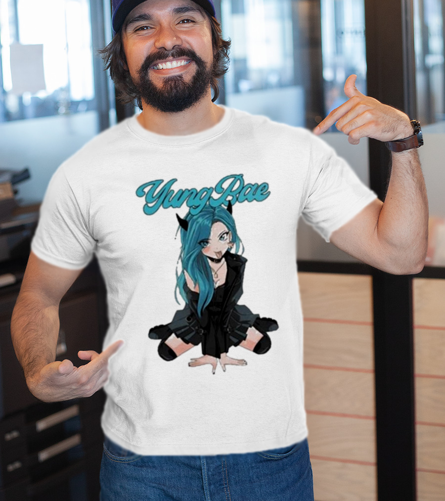 Yung Rae Blue-Haired Goth Anime Girl T-Shirt