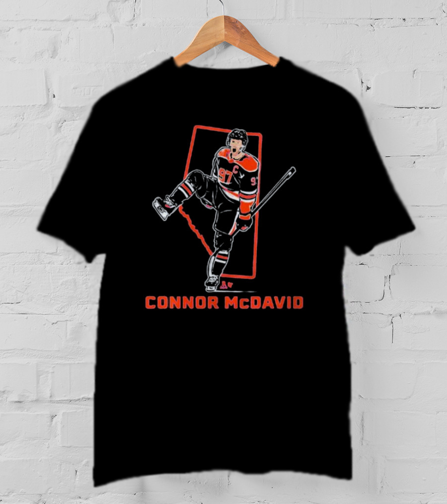 Connor McDavid Hockey Player 97 Canada Map Outline T-Shirt