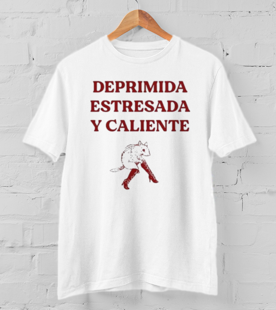 Deprimida Estresada Y Caliente Diablo Mujer Iconografía Roja T-Shirt