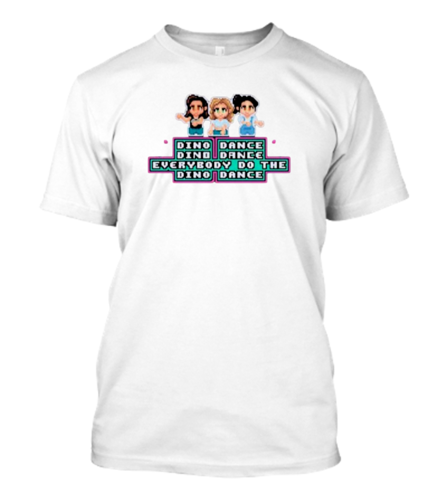 Dino Dance Everybody Do The Dino Dance Pixel Style Trio T-Shirt