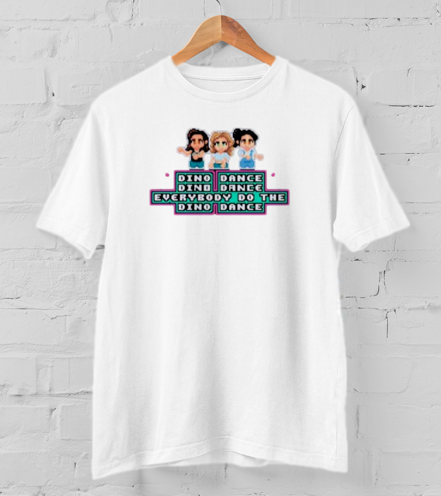Dino Dance Everybody Do The Dino Dance Pixel Style Trio T-Shirt
