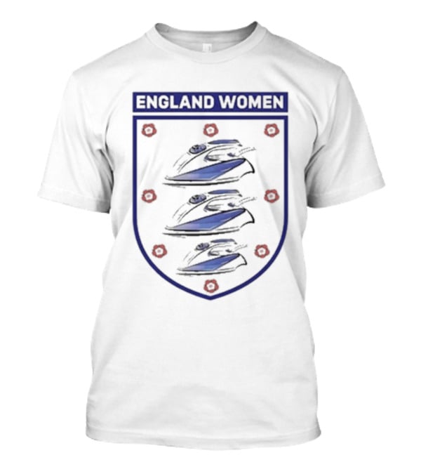 England Women Three Irons Shield With Red Floral Icons T-Shirt