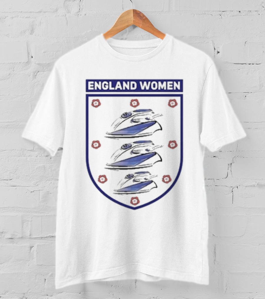 England Women Three Irons Shield With Red Floral Icons T-Shirt