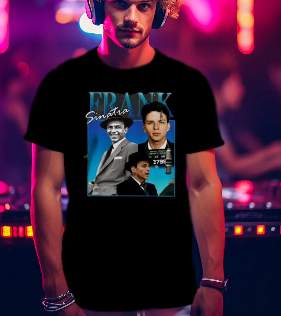 Frank Sinatra Classic Blue Portrait Montage T-Shirt