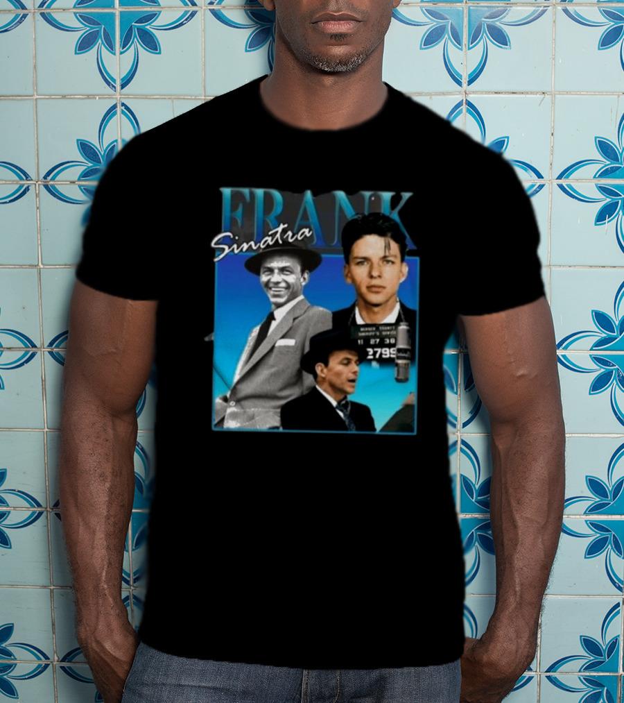 Frank Sinatra Classic Blue Portrait Montage T-Shirt