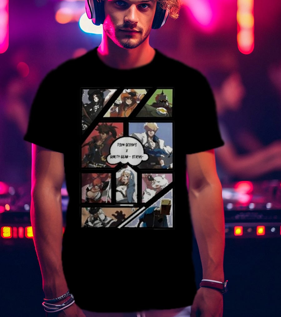 Tsun Scoops Collaboration With Guilty Gear Strive Iconic Characters Panel T-Shirt
