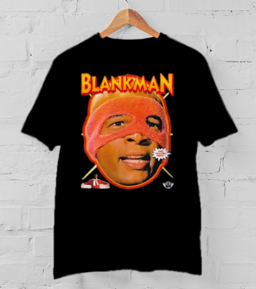 Blankman Heroic Arrival To Save Your Butt With Iconic Masked Superhero Image T-Shirt