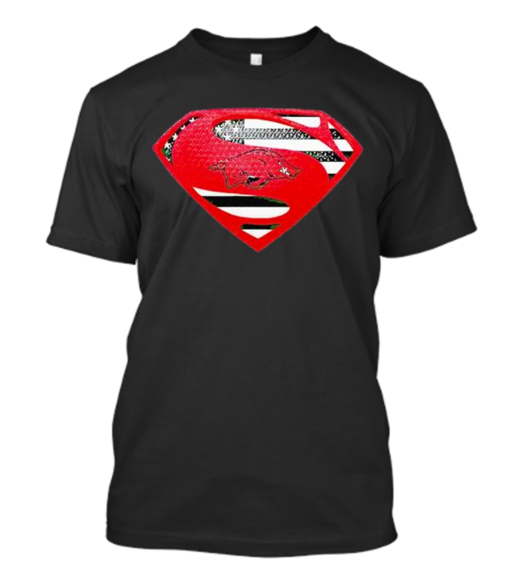 Arkansas Razorbacks Superman Logo With USA Flag Colors T-Shirt