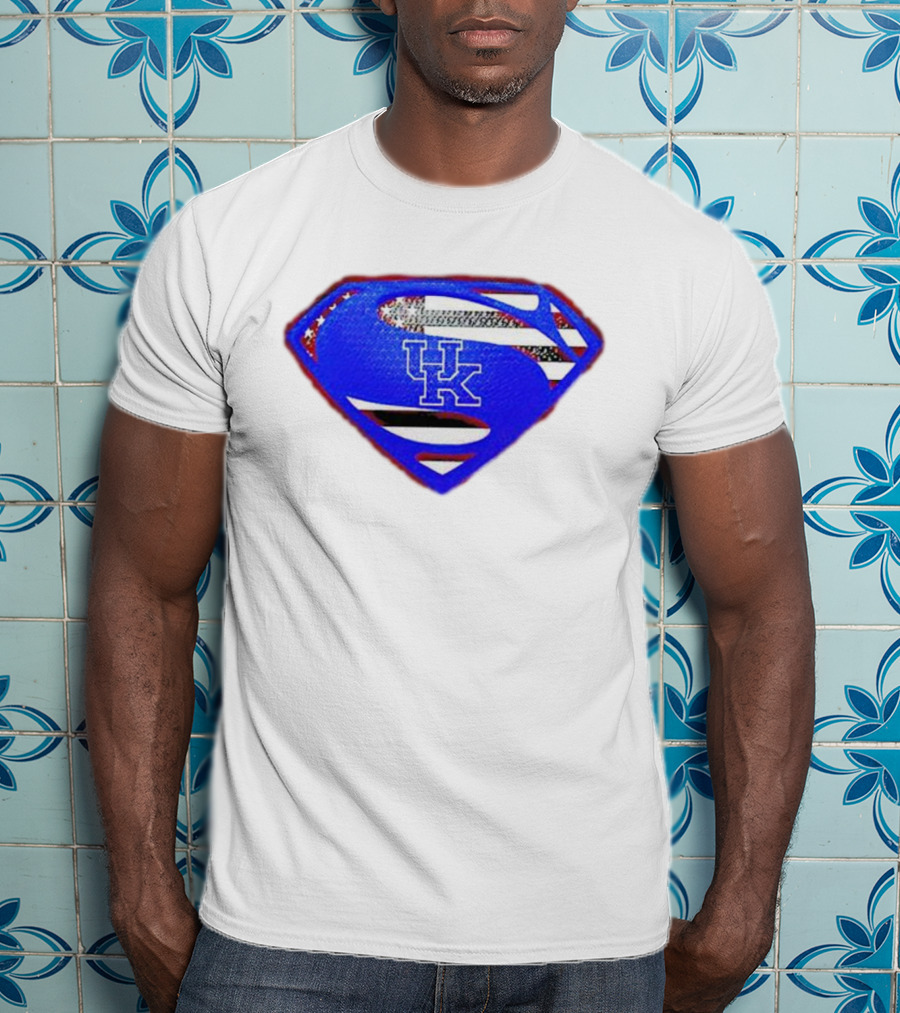 Kentucky Wildcats Logo USA Flag Superman Shield T-Shirt