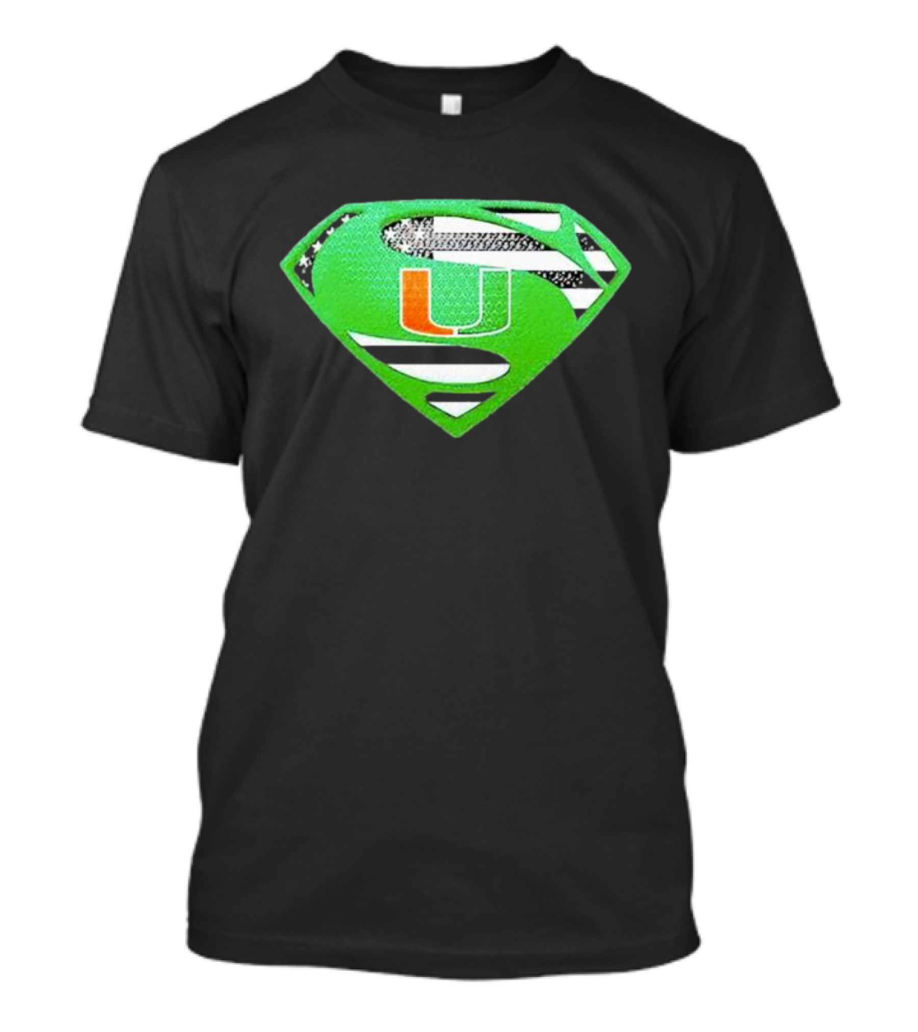 Miami Hurricanes USA Flag Superman T-Shirt