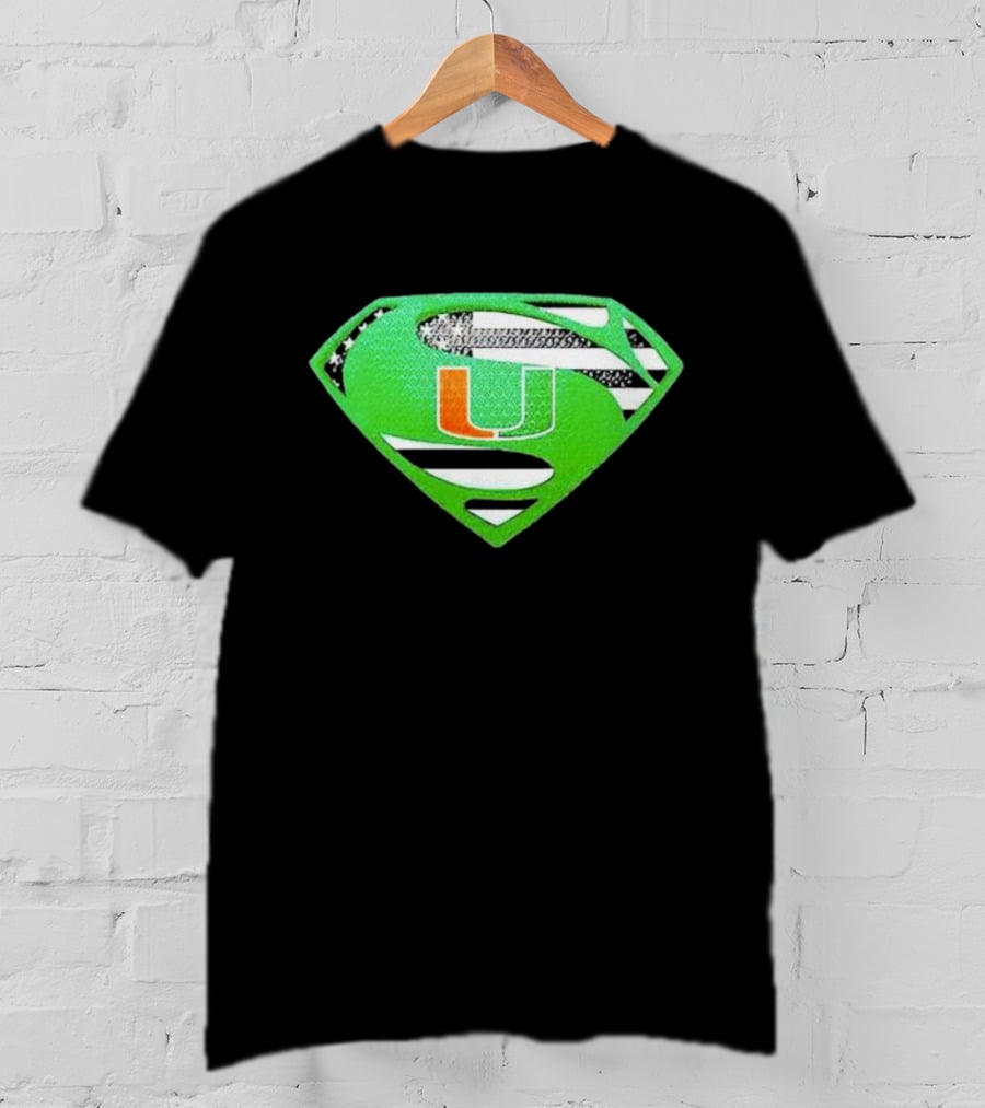 Miami Hurricanes USA Flag Superman T-Shirt