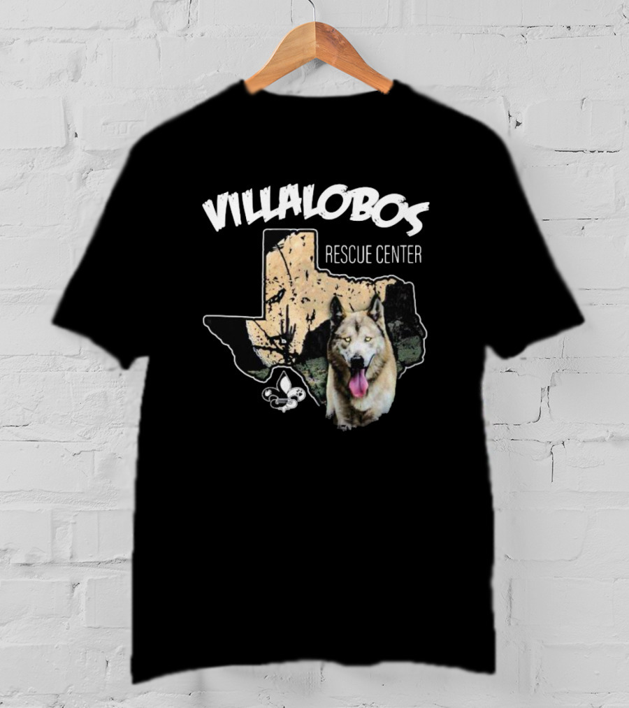Villalobos Rescue Center Texas Map And Wolf T-Shirt
