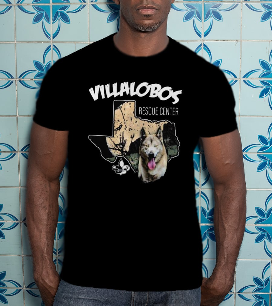 Villalobos Rescue Center Texas Map And Wolf T-Shirt