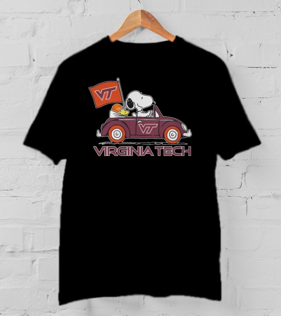 Virginia Tech Hokies Snoopy VT Car Flag Fan T-Shirt
