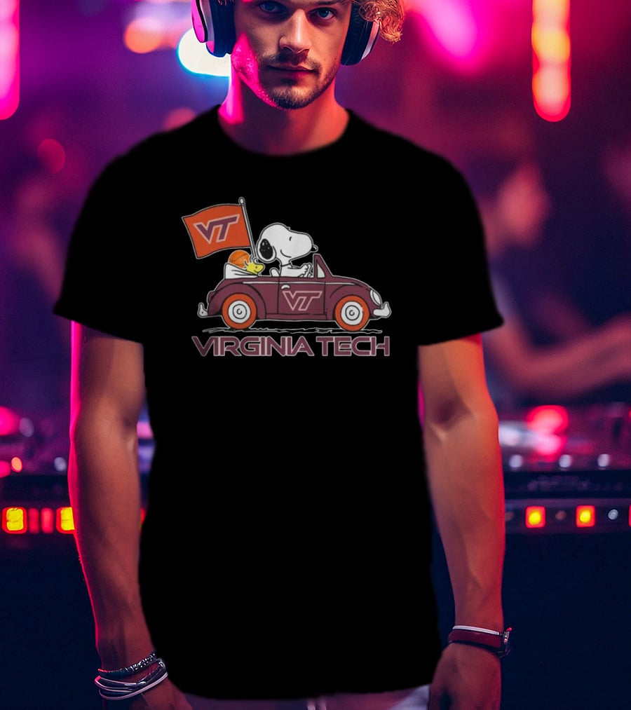 Virginia Tech Hokies Snoopy VT Car Flag Fan T-Shirt