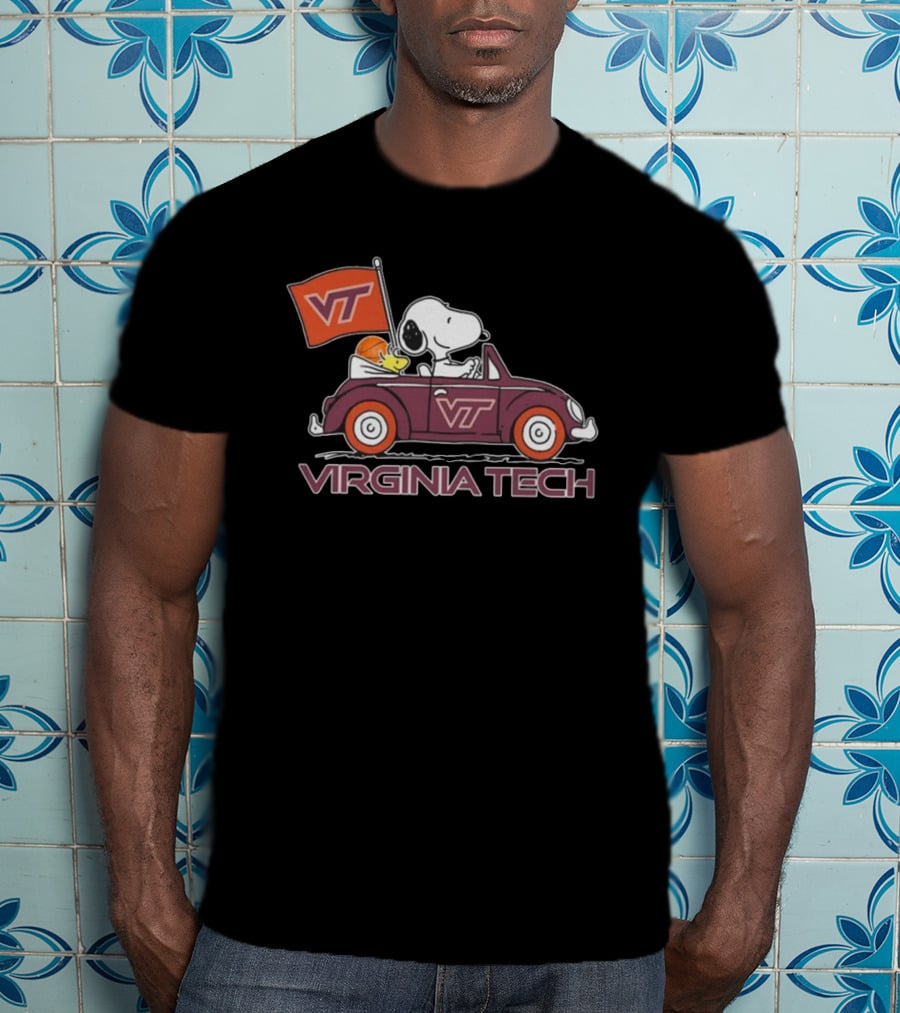 Virginia Tech Hokies Snoopy VT Car Flag Fan T-Shirt