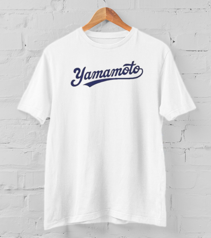 Yoshinobu Yamamoto Yamamoto Blue Script Font T-Shirt