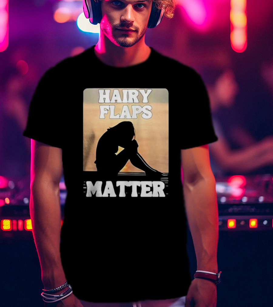 Hairy Flaps Matter Silhouette On Beach Background T-Shirt