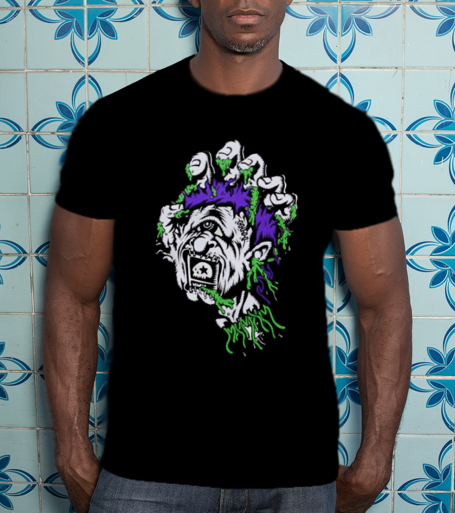 Santa Cruz X Mxmxm Screaming Head Zombie Cyclops Mutant Purple Green Hair Five Finger Monster T-Shirt