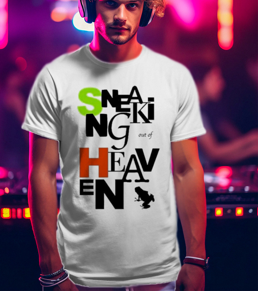 Sneaking Out Of Heaven Frog In Neon And Orange Letters T-Shirt