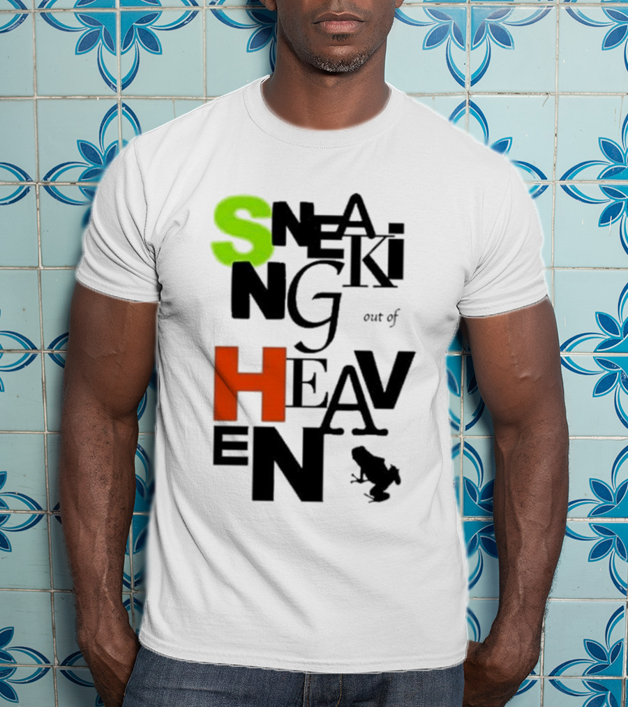 Sneaking Out Of Heaven Frog In Neon And Orange Letters T-Shirt