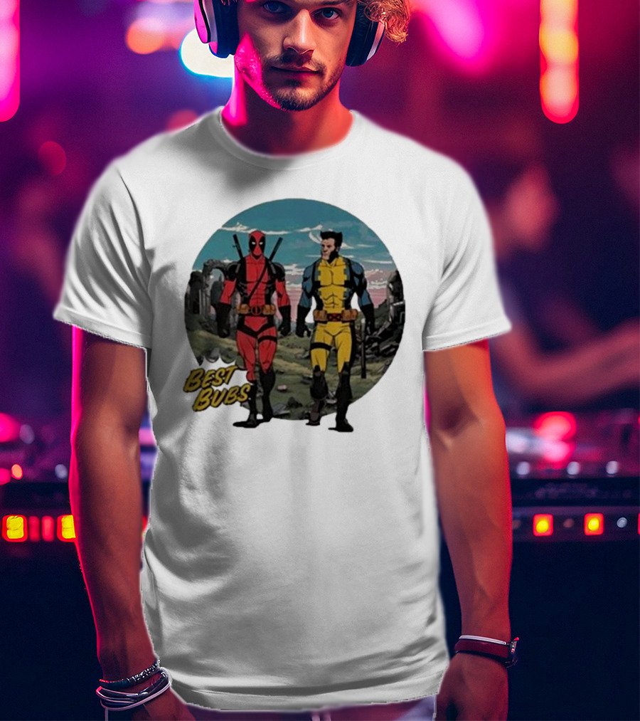 The Streamr Nerdriot Best Bubs Deadpool Wolverine Walking Scene T-Shirt