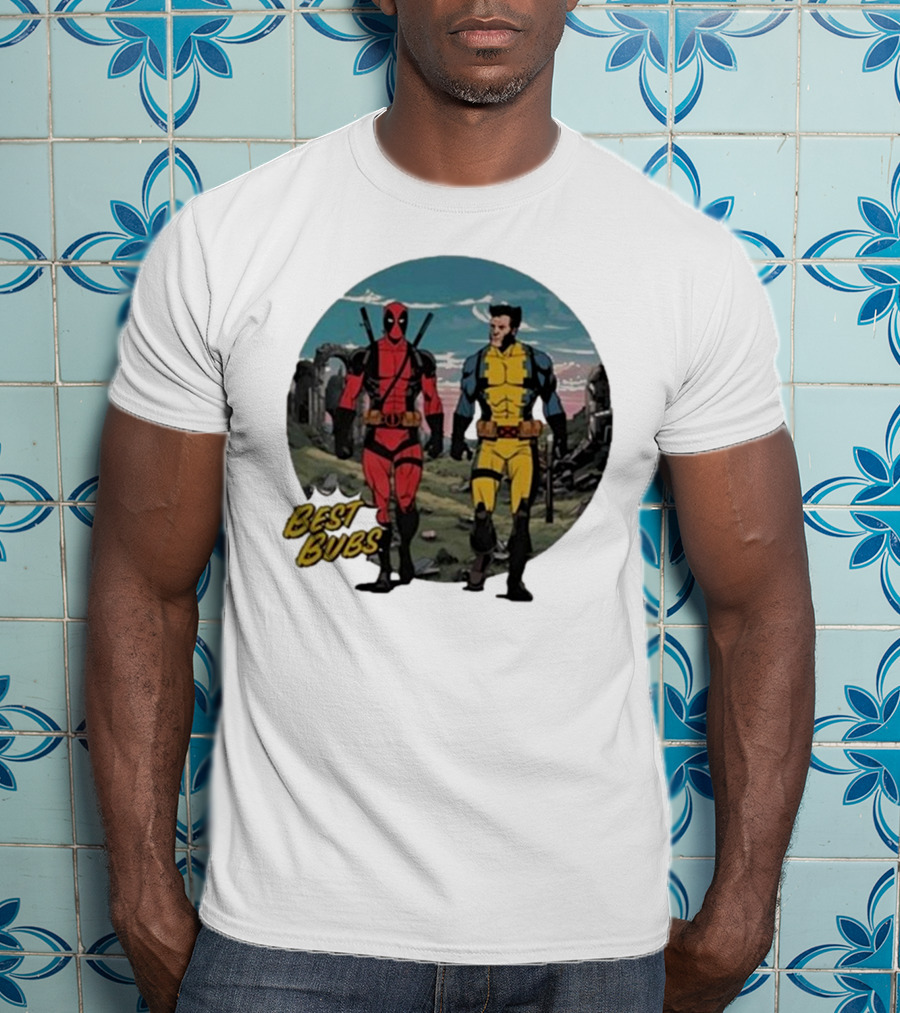 The Streamr Nerdriot Best Bubs Deadpool Wolverine Walking Scene T-Shirt