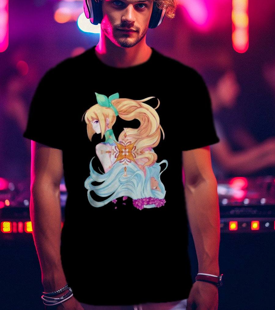 Virgo Versus The Zodiac Anime Illustration With Pastel Colors And Floral Elements T-Shirt