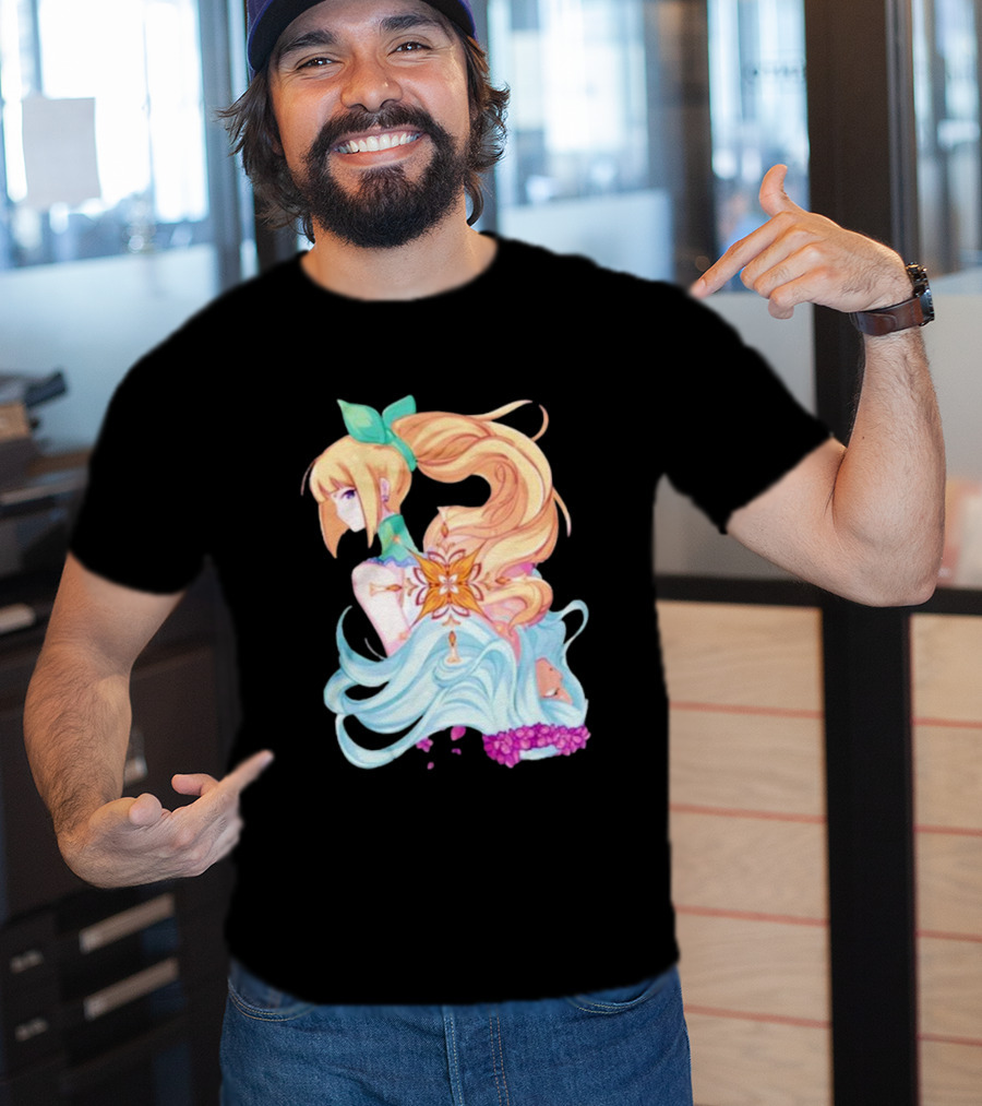 Virgo Versus The Zodiac Anime Illustration With Pastel Colors And Floral Elements T-Shirt