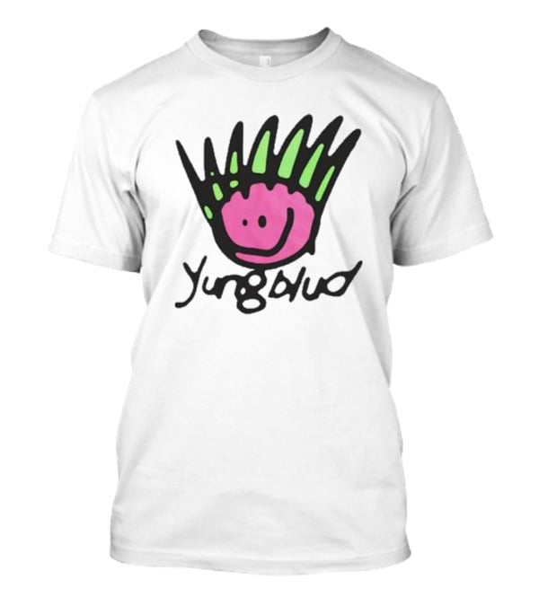 Yungblud Be Fookin Happy Pink Smiley Face With Green Spikes T-Shirt