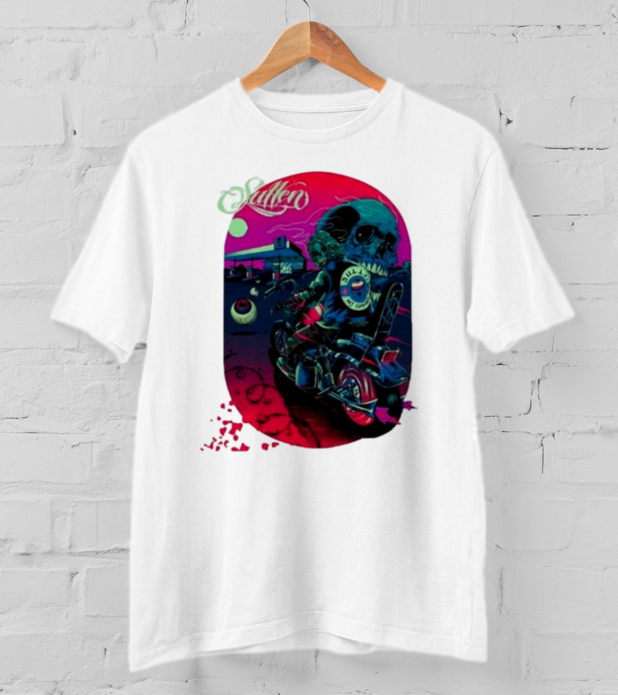 Tkslowskill Sullen Skull Rider Neon Vibes T-Shirt