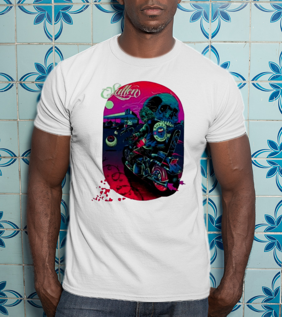 Tkslowskill Sullen Skull Rider Neon Vibes T-Shirt