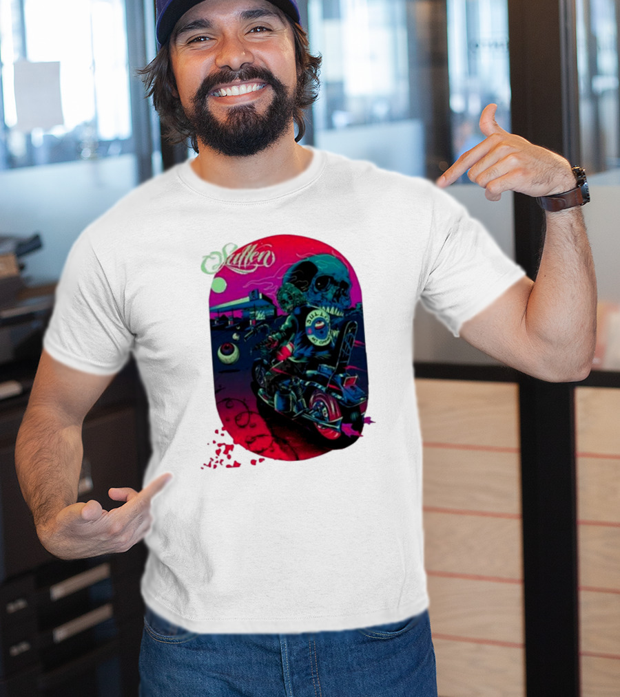 Tkslowskill Sullen Skull Rider Neon Vibes T-Shirt