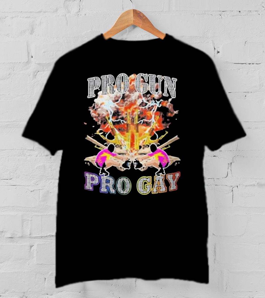 Pro Gun Pro Gay Explosion Duality T-Shirt