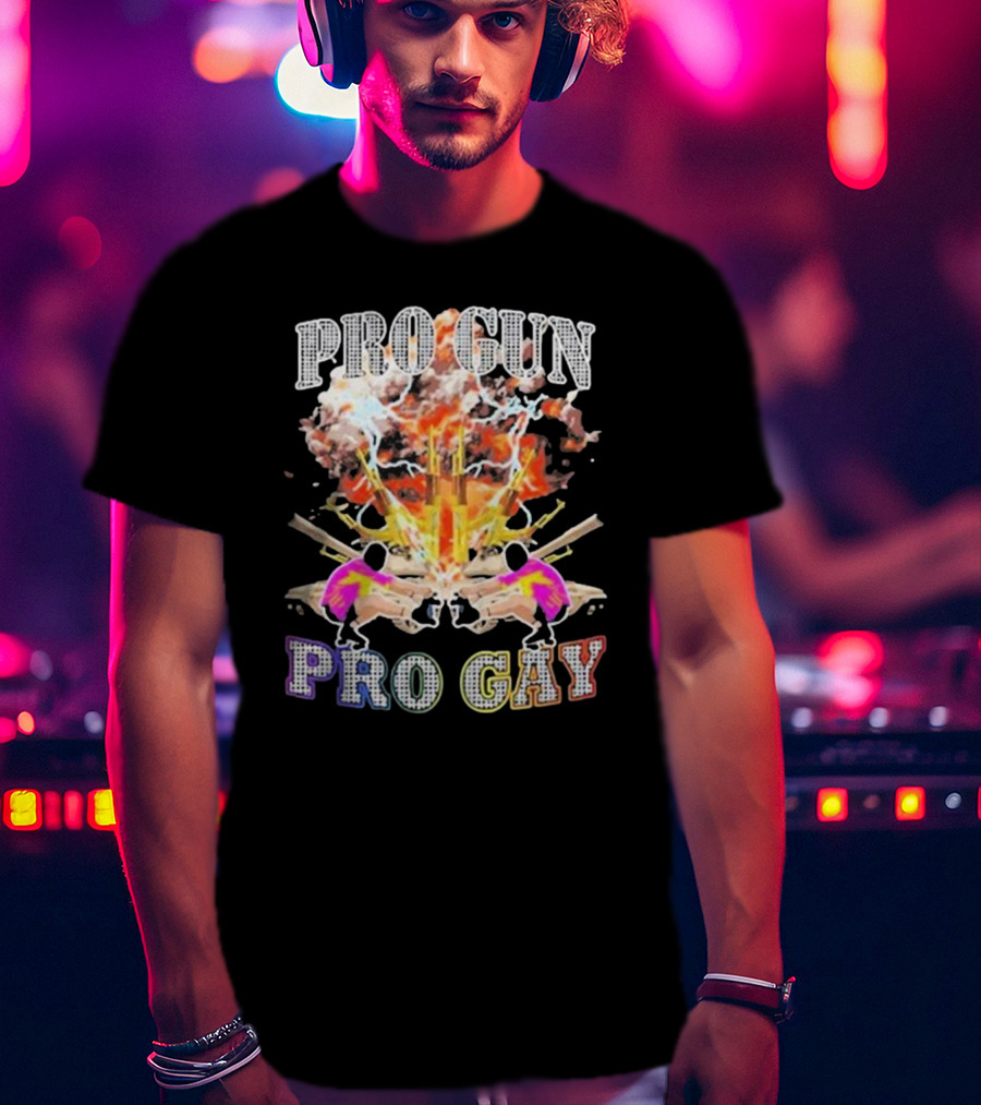 Pro Gun Pro Gay Explosion Duality T-Shirt