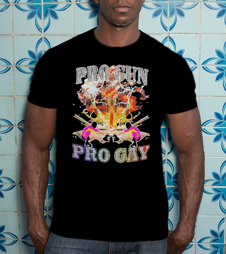 Pro Gun Pro Gay Explosion Duality T-Shirt