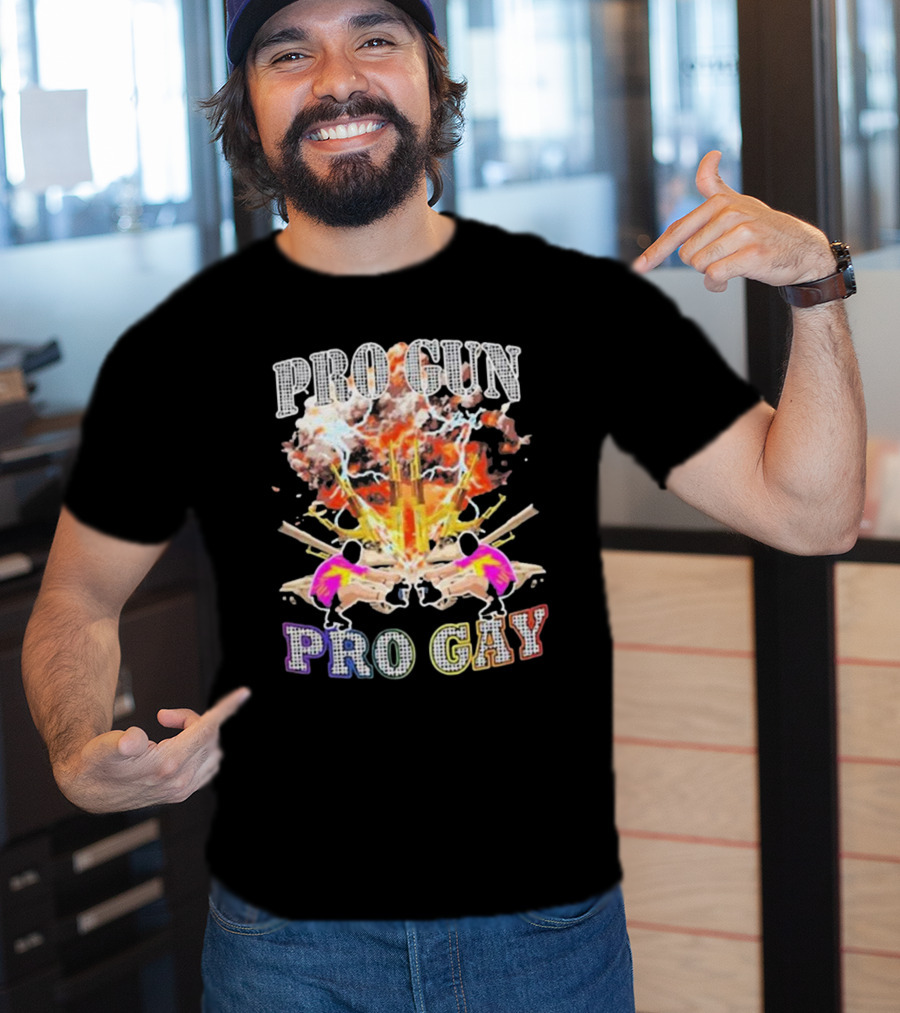 Pro Gun Pro Gay Explosion Duality T-Shirt