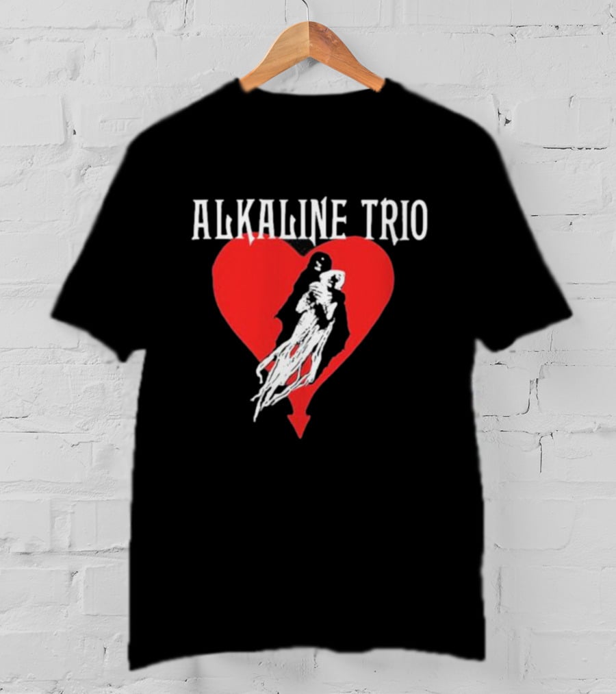 Alkaline Trio Heart Swept Cloaked Figure And Red Heart T-Shirt