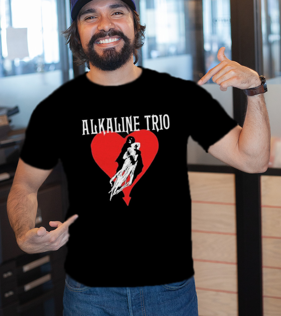 Alkaline Trio Heart Swept Cloaked Figure And Red Heart T-Shirt