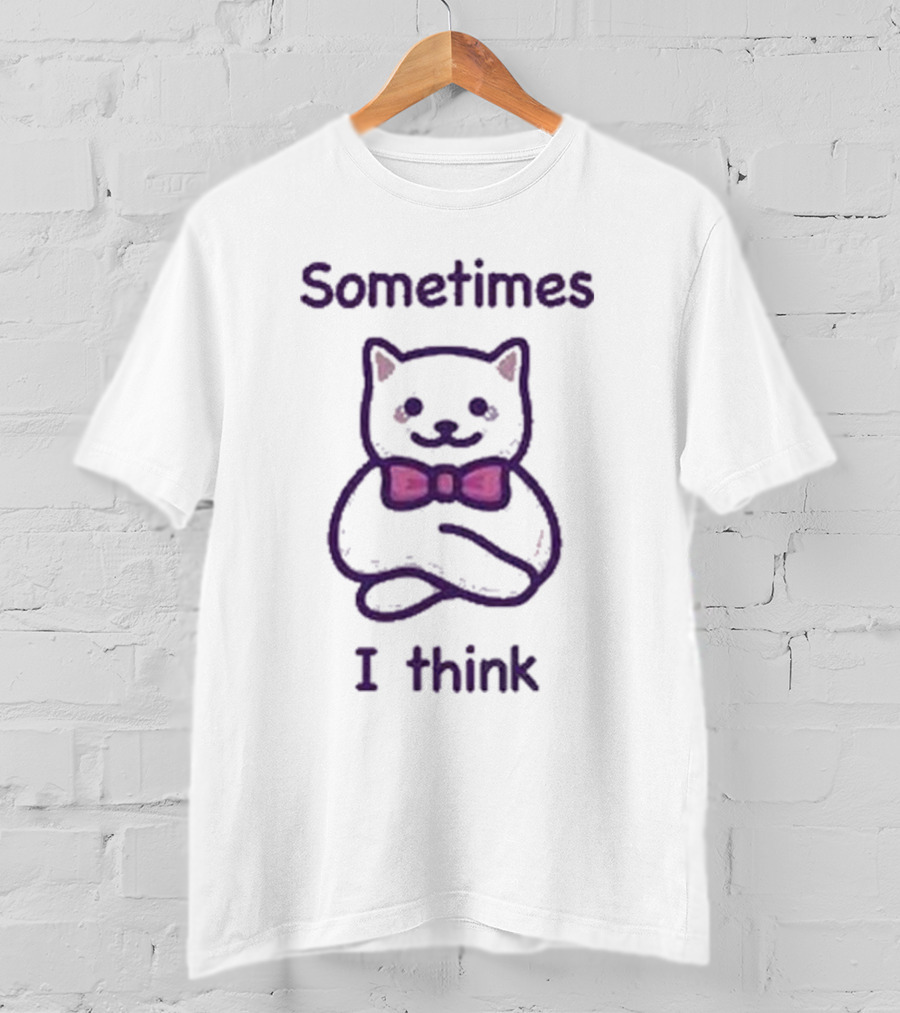 Cat Sometimes I Think Bow Tie Cartoon Purple T-Shirt