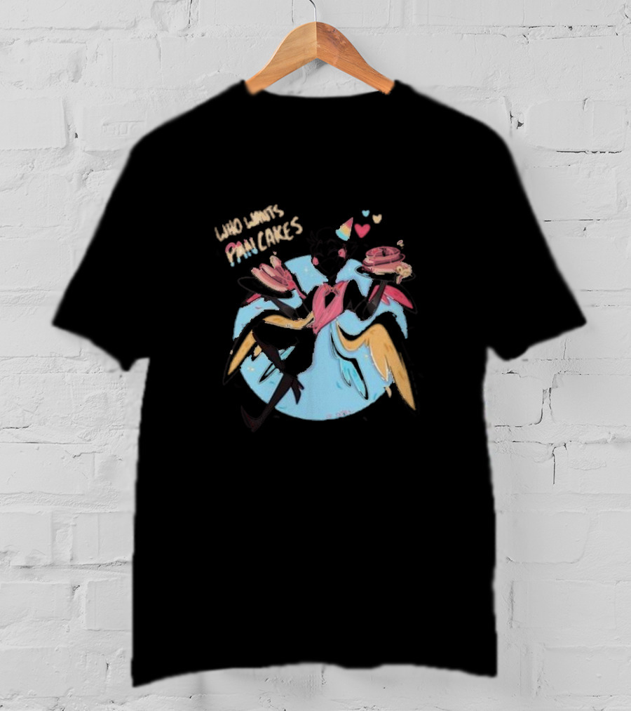 Who Wants Pancakes Pride Rainbow Heart Wings Colorful Character T-Shirt