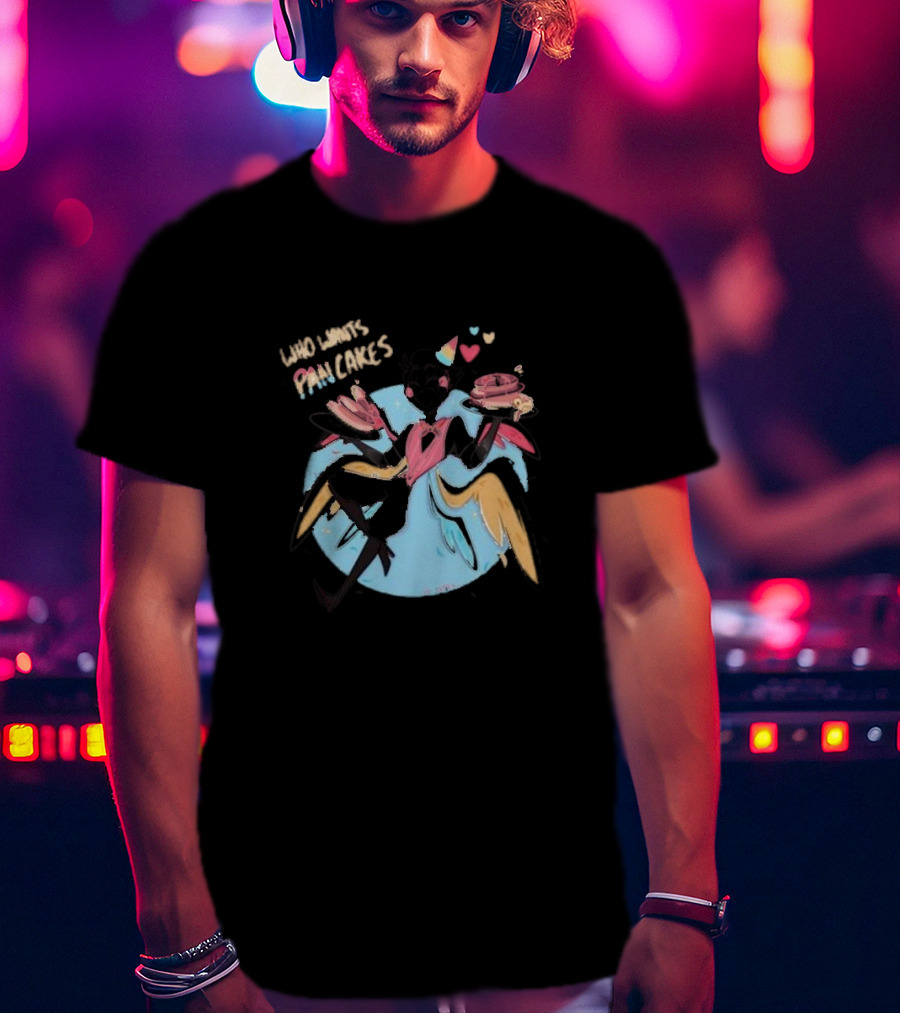 Who Wants Pancakes Pride Rainbow Heart Wings Colorful Character T-Shirt