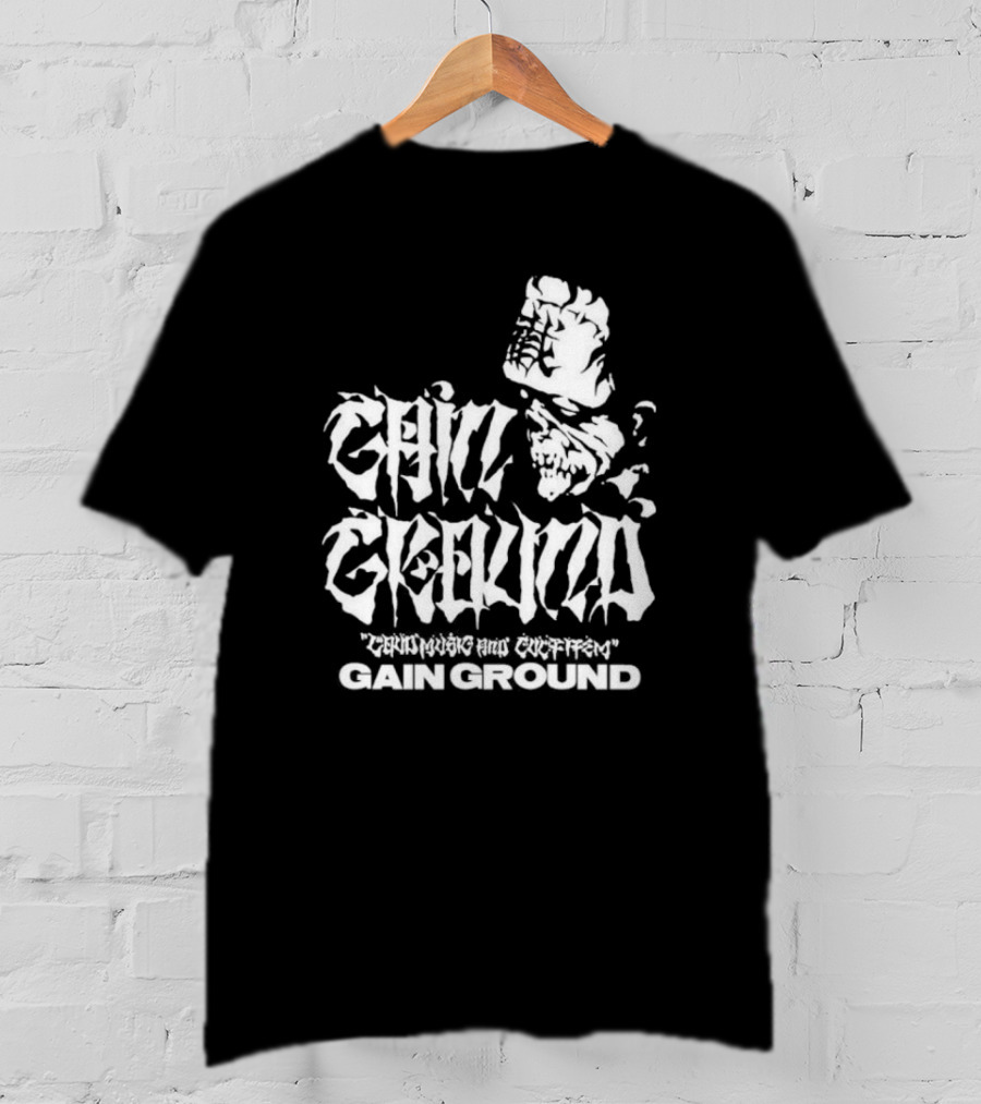 Gain Ground Grinning And Coffin Logo With Skull And Fist T-Shirt
