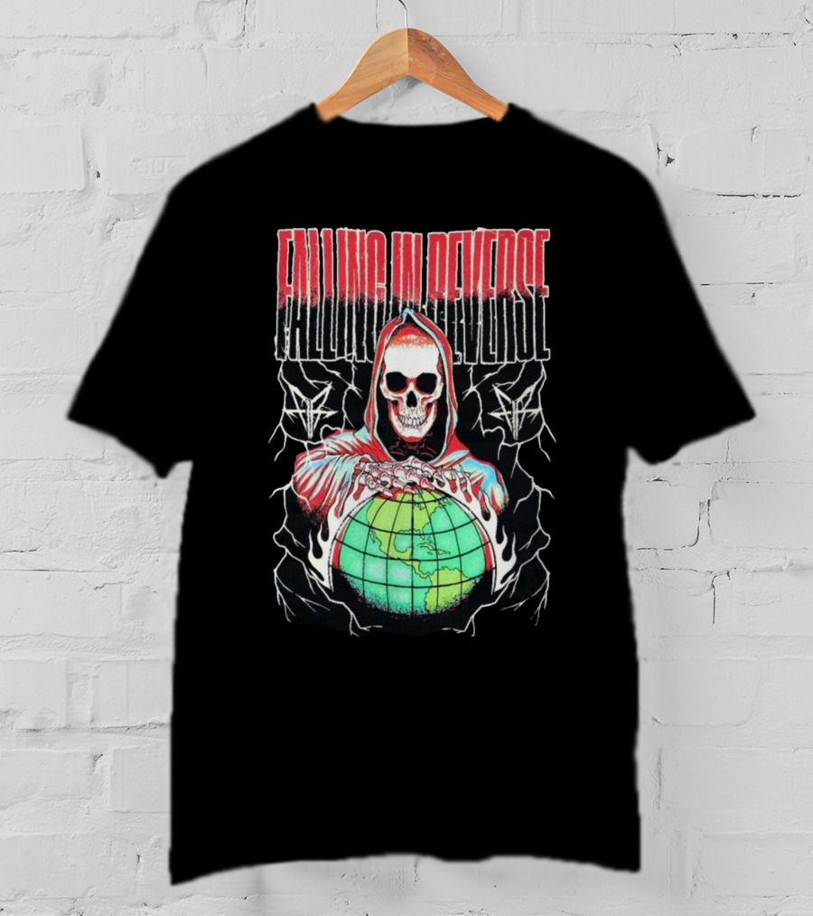 Falling In Reverse Skull Hood Globe T-Shirt