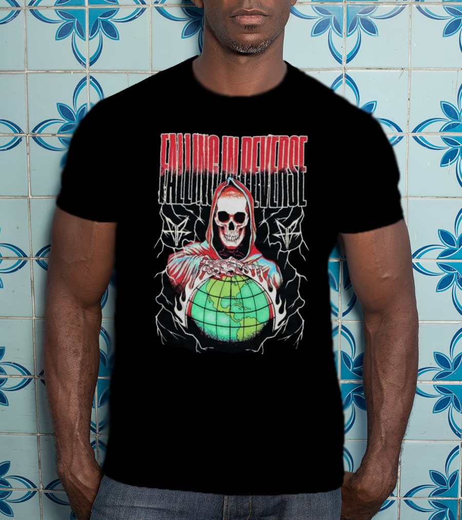 Falling In Reverse Skull Hood Globe T-Shirt