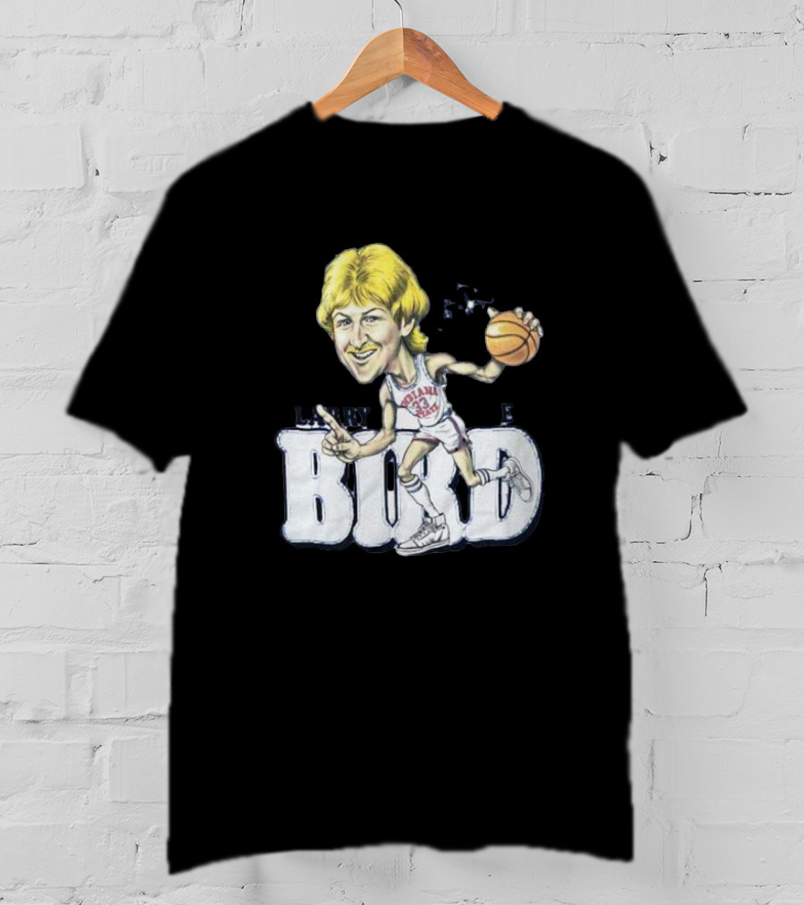 Larry Bird Indiana State Basketball Caricature Signature T-Shirt