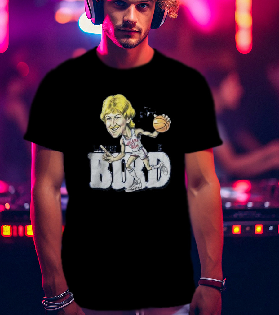 Larry Bird Indiana State Basketball Caricature Signature T-Shirt