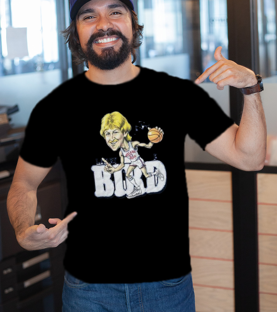 Larry Bird Indiana State Basketball Caricature Signature T-Shirt